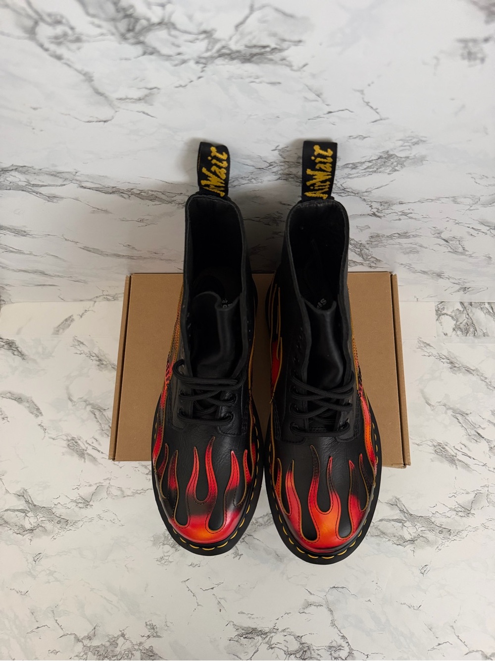 Dr. Martens 1460 Pascal Flames Arcadia Rub-Off Leather Boots Casual Women Size 8 - Picture 5 of 8